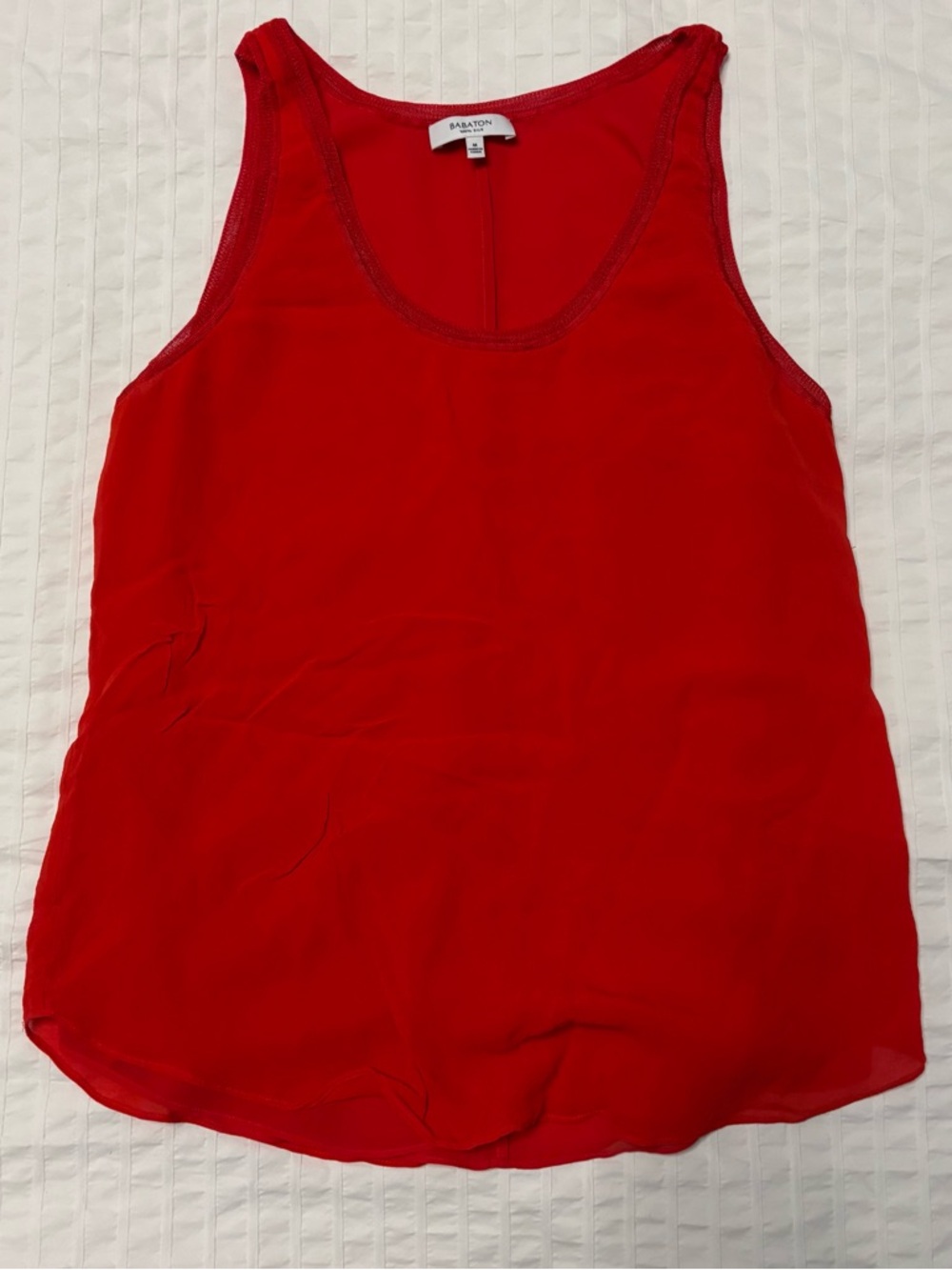 Babaton Red M Scoop Neck Silk Tank